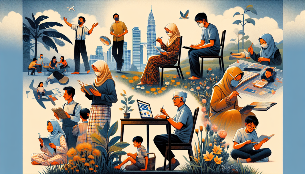 Illustration of Malaysian workers reassessing work-life balance