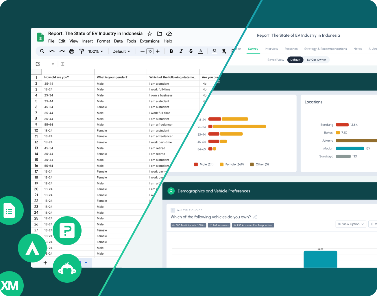 Turn your XLS file into a data visualized report in seconds.