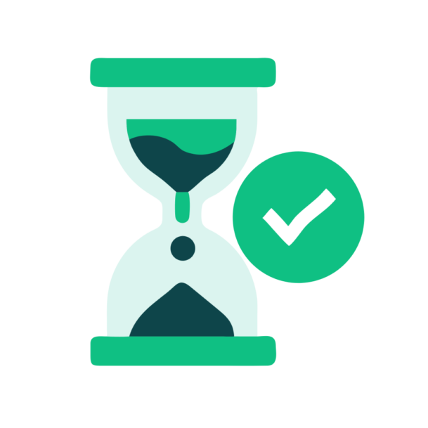 Flat Illustration of a hourglass with a checkmark