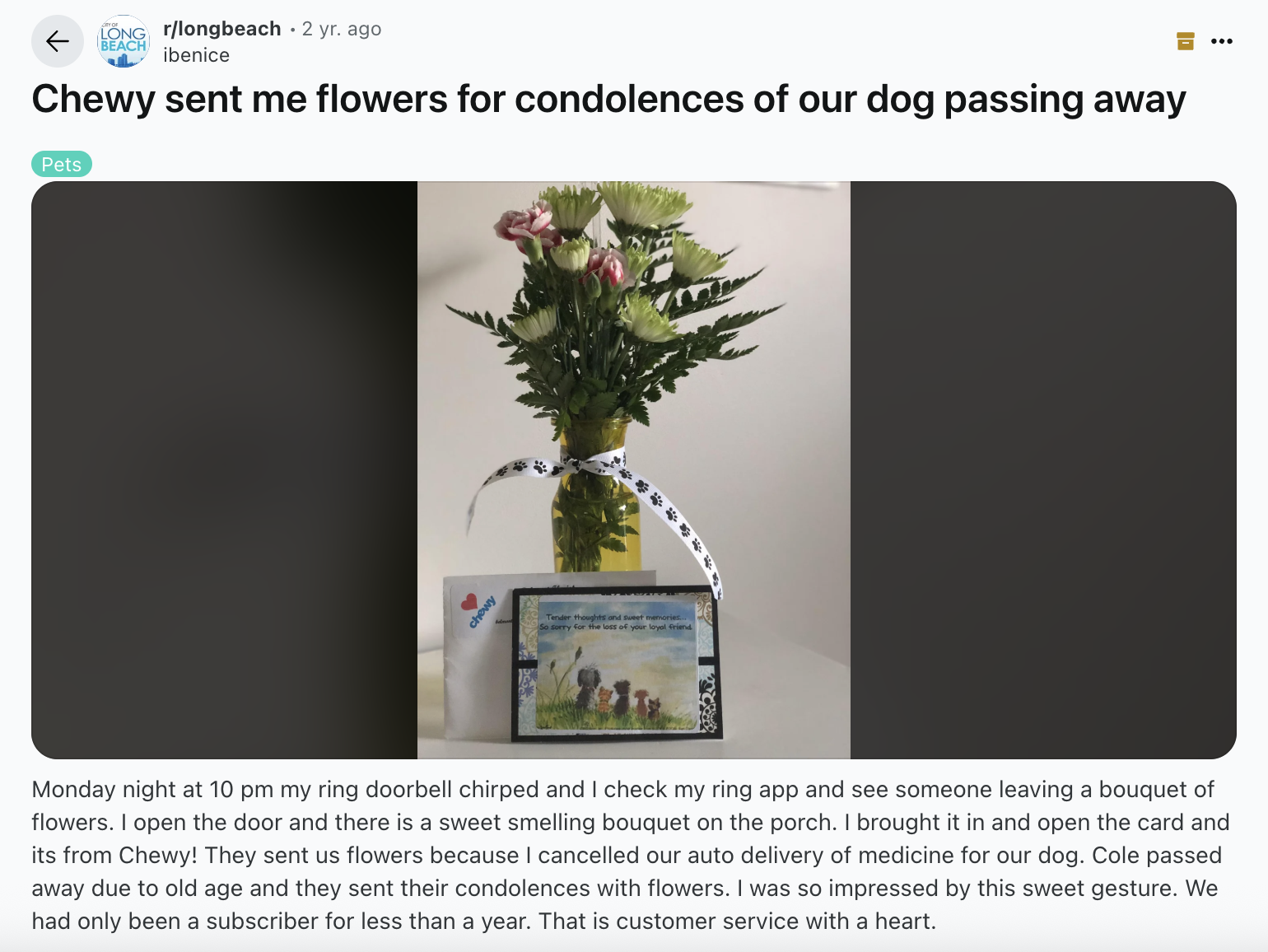 Reddit Chewy pet loss