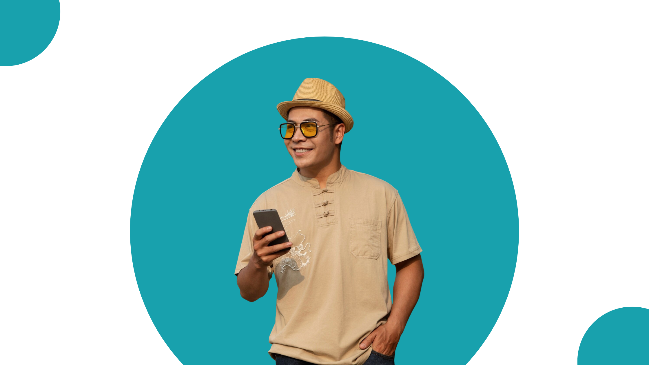 A young Filipino man using a smartphone to access highspeed services on the Philippine Mobile Network.