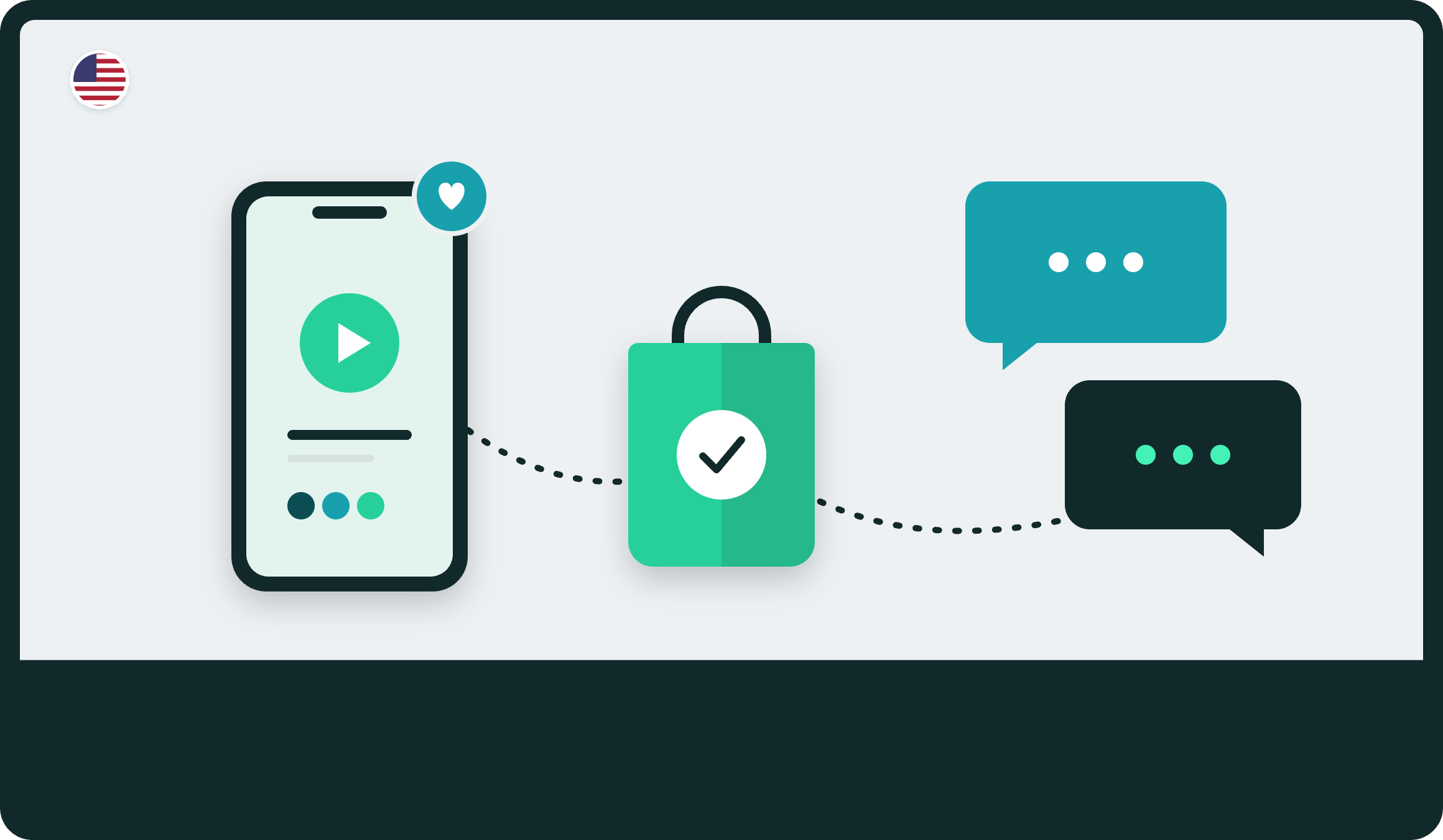 Influencer marketing vs word of mouth: a smartphone playing creator content and two chat bubbles both linked to a shopping bag with a check mark, US survey